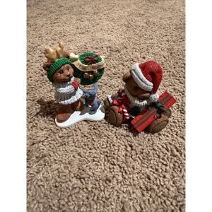 Set of 2 Vintage Teddy Bear Tales Figurines Holiday Christmas 4" H
